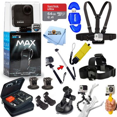 GoPro MAX 360 Action Camera + 64GB + Case + Selfie Stick - Pro Accessory Bundle