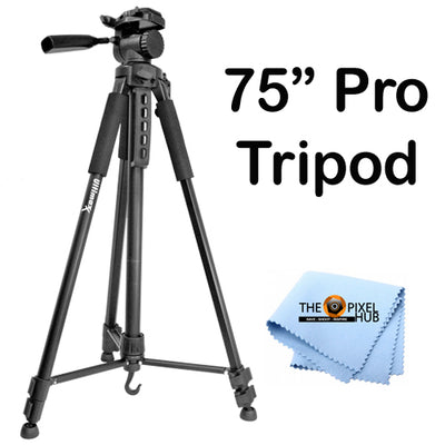 Professional 75-inch Tripod 3-way Panhead Tilt Motion for Most DSLR Cameras
