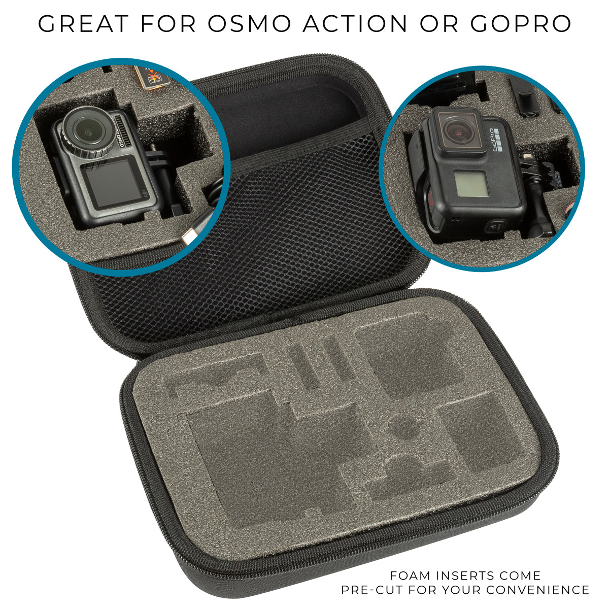 Medium Water Resistant Travel Carry Case for DJI Osmo Action and GoPro Hero