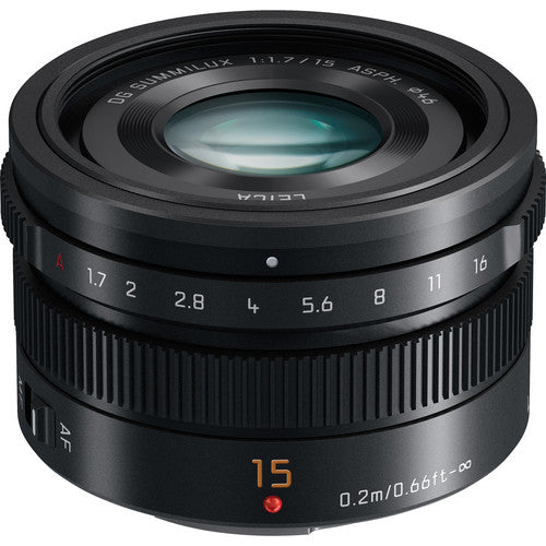 Panasonic Leica DG Summilux 15mm f/1.7 ASPH. Lens (Black) - Filter Kit Bundle