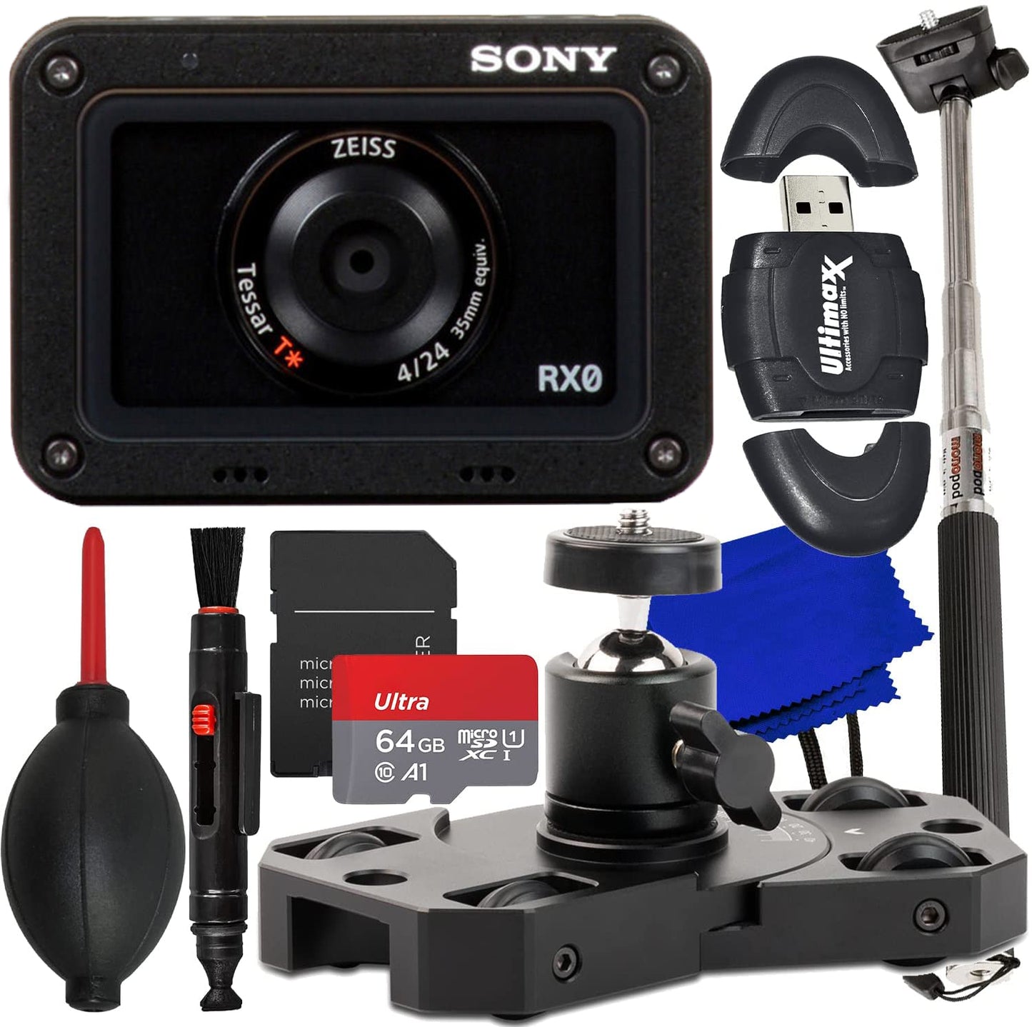 Sony Cyber-shot DSC-RX0 II Digital Camera - 8PC Accessory Action Bundle