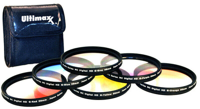 6 Piece Professional Gradual Color Filter Kit 62mm with Protective Wallet