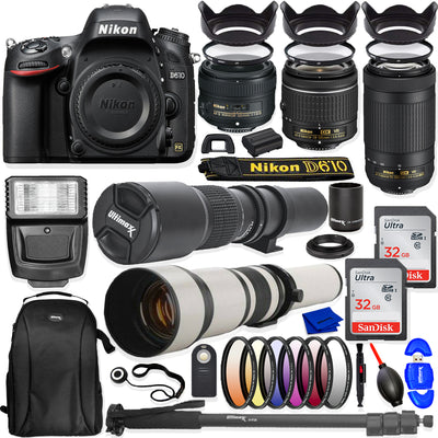 Nikon D610 Camera with 18-55mm + 70-300mm + 50mm STM Lenses - 30PC Access Bundle