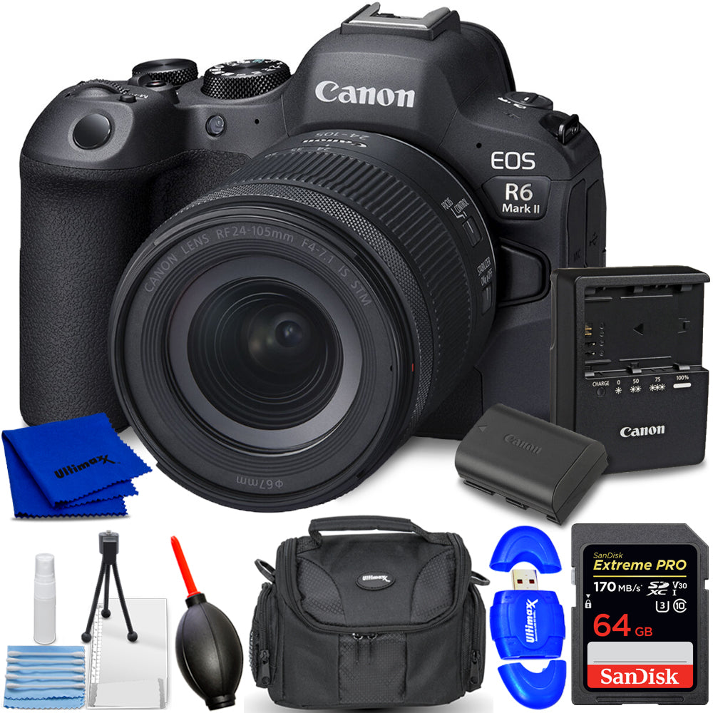 Canon EOS R6 Mark II Mirrorless Camera and 24-105mm f/4-7.1 Lens - Accessory Kit