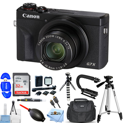 Canon PowerShot G7 X Mark III Digital Camera (Black) + 32GB + LED Light Bundle