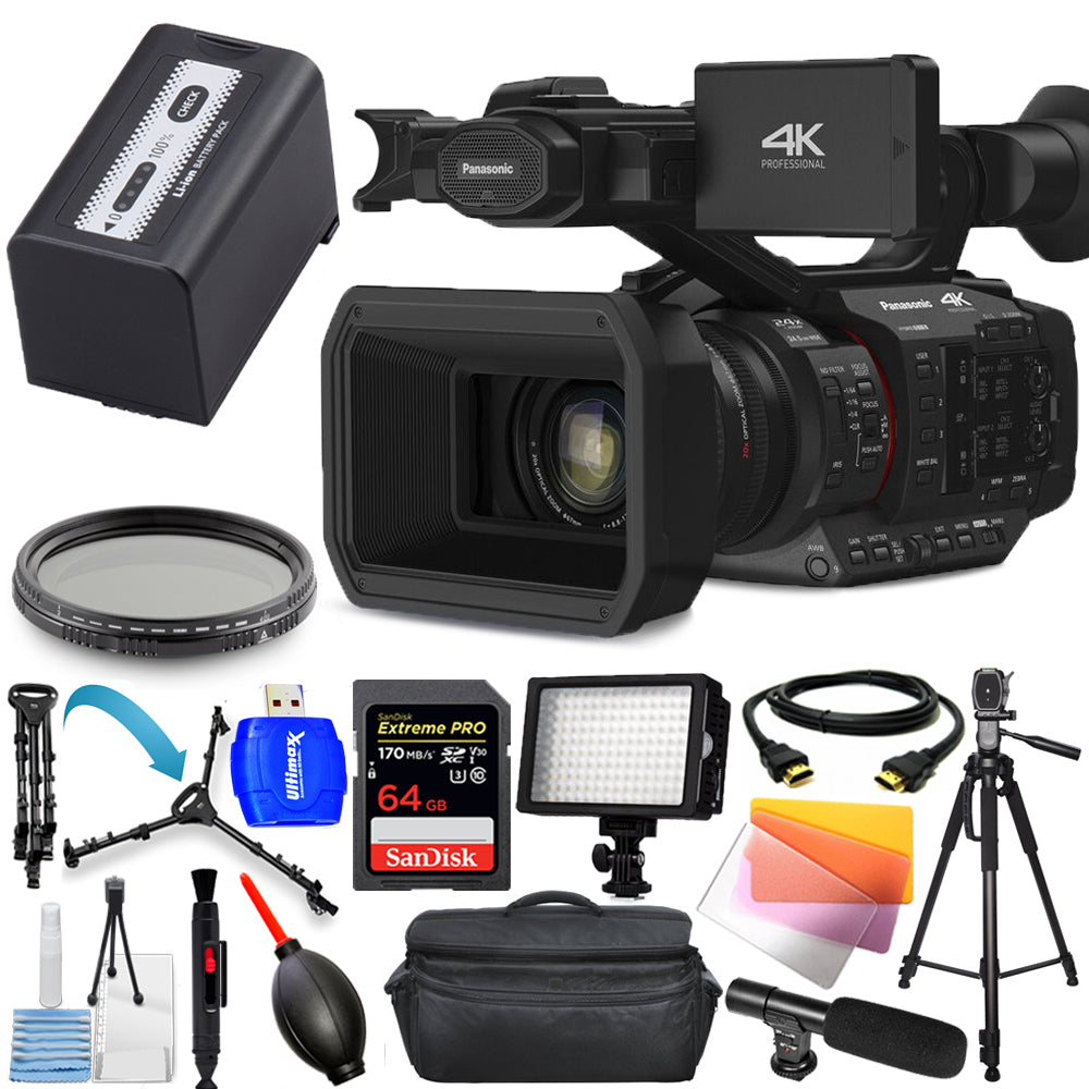 Panasonic HC-X20 4K Mobile Camcorder with Rich Connectivity - 13PC Accessory Kit