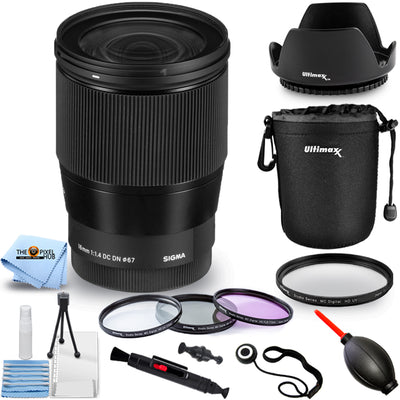Sigma 16mm f/1.4 DC DN Contemporary Lens for Sony E 402965 - 10PC Accessory Kit
