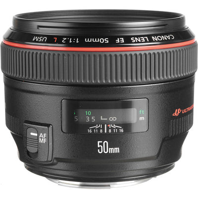 Canon EF 50mm f/1.2L USM Lens (Black) 1257B002 - 7PC Accessory Bundle