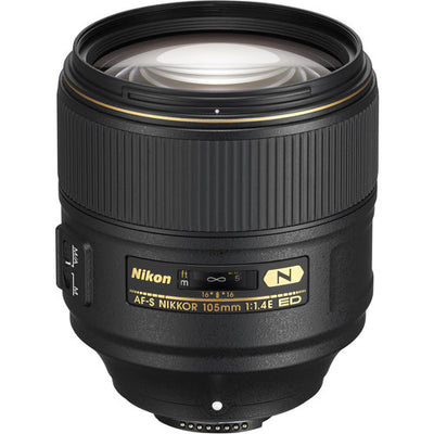 Nikon AF-S NIKKOR 105mm f/1.4E ED Lens For Nikon F - Essential UV Filter Bundle