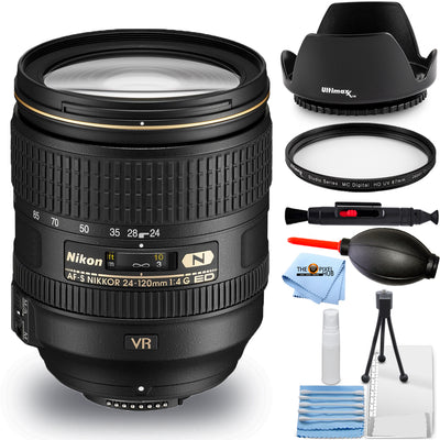 Nikon AF-S NIKKOR 24-120mm f/4G ED VR Lens (Black) UV Bundle - New in White Box