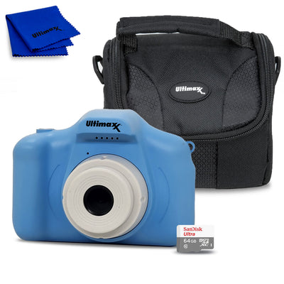 Ultimaxx Digital Video Recorder Camera (Blue) Kids Teens ages 8-12 Beginners with Games 32GB Micro SD Holiday Christmas Gift Kit