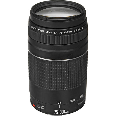 Canon EF 75-300mm f/4-5.6 III Lens (Black) + Telephoto and Wide Angle Lenses