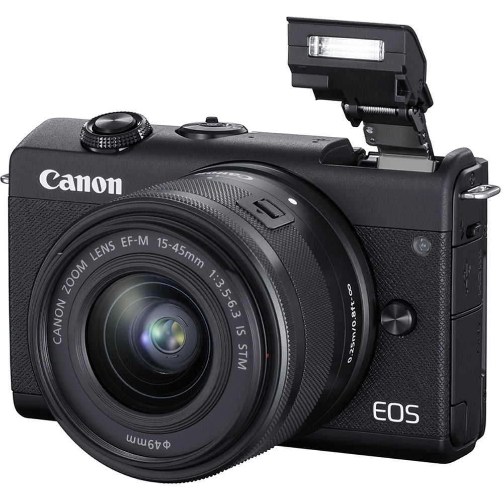 Canon EOS M200 Mirrorless Digital Camera with 15-45mm Lens (Black) + 64GB Bundle