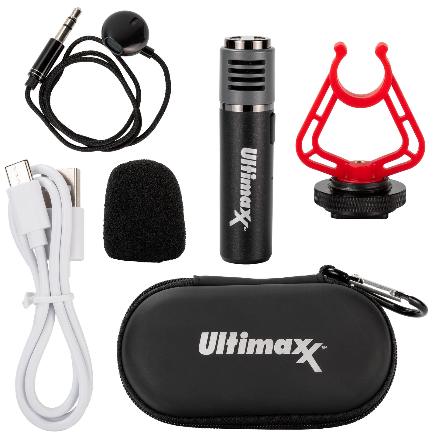 Ultimaxx Wireless Lavalier Bluetooth Mic for iPhone Android + LED Ring Vlog Kit