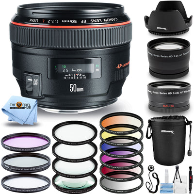 Canon EF 50mm f/1.2L USM Lens (Black) 1257B002 Mega All You Need Filter Bundle