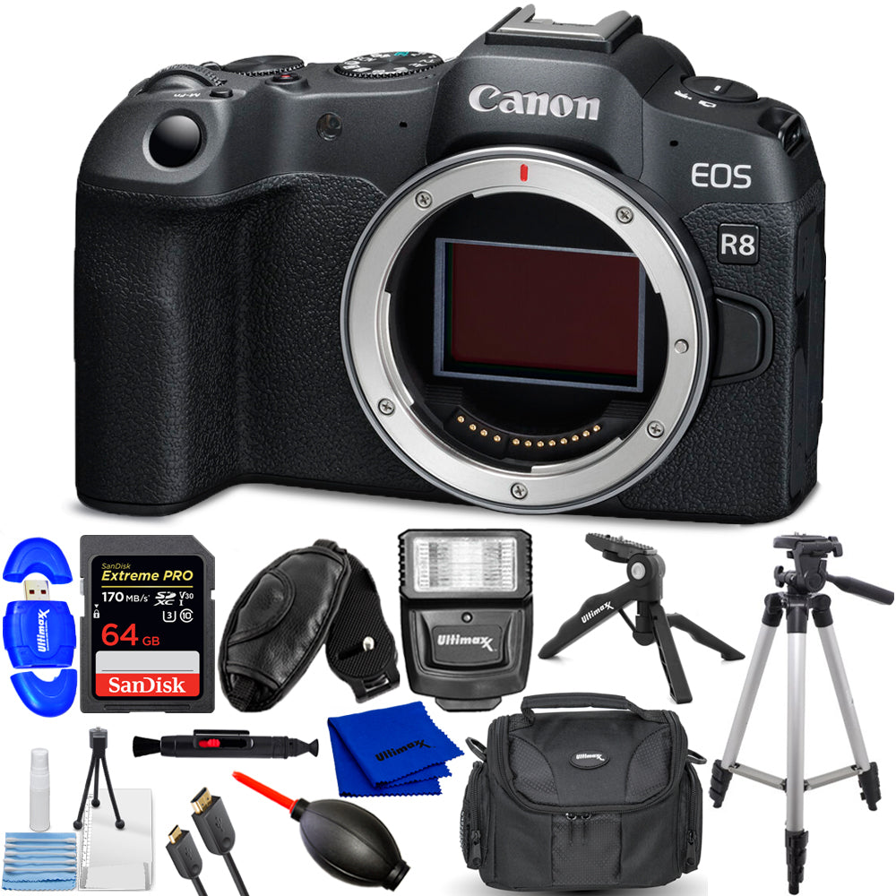 Canon EOS R8 Mirrorless Camera 5803C002 - 12PC Accessory Bundle