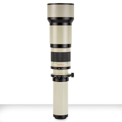 ULTIMAXX 650-1300mm f/8 High Definition Manual Super Zoom Lens (White) with Case