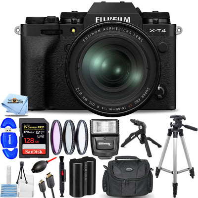 FUJIFILM X-T4 Mirrorless Camera with 16-80mm Lens (Black) - 12PC Accessory Kit