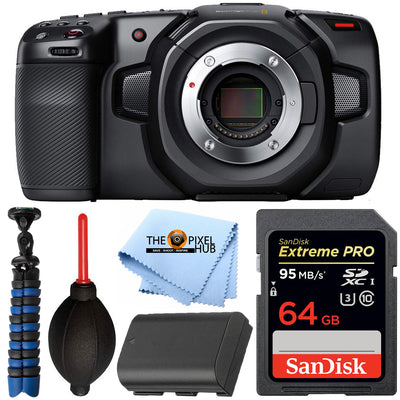 Blackmagic Design Pocket Cinema Camera 4K with LP-E6 Battery + 64GB Bundle