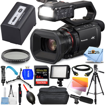 Panasonic HC-X2000 UHD 4K 3G-SDI/HDMI Pro Camcorder + 64GB + LED Light Bundle