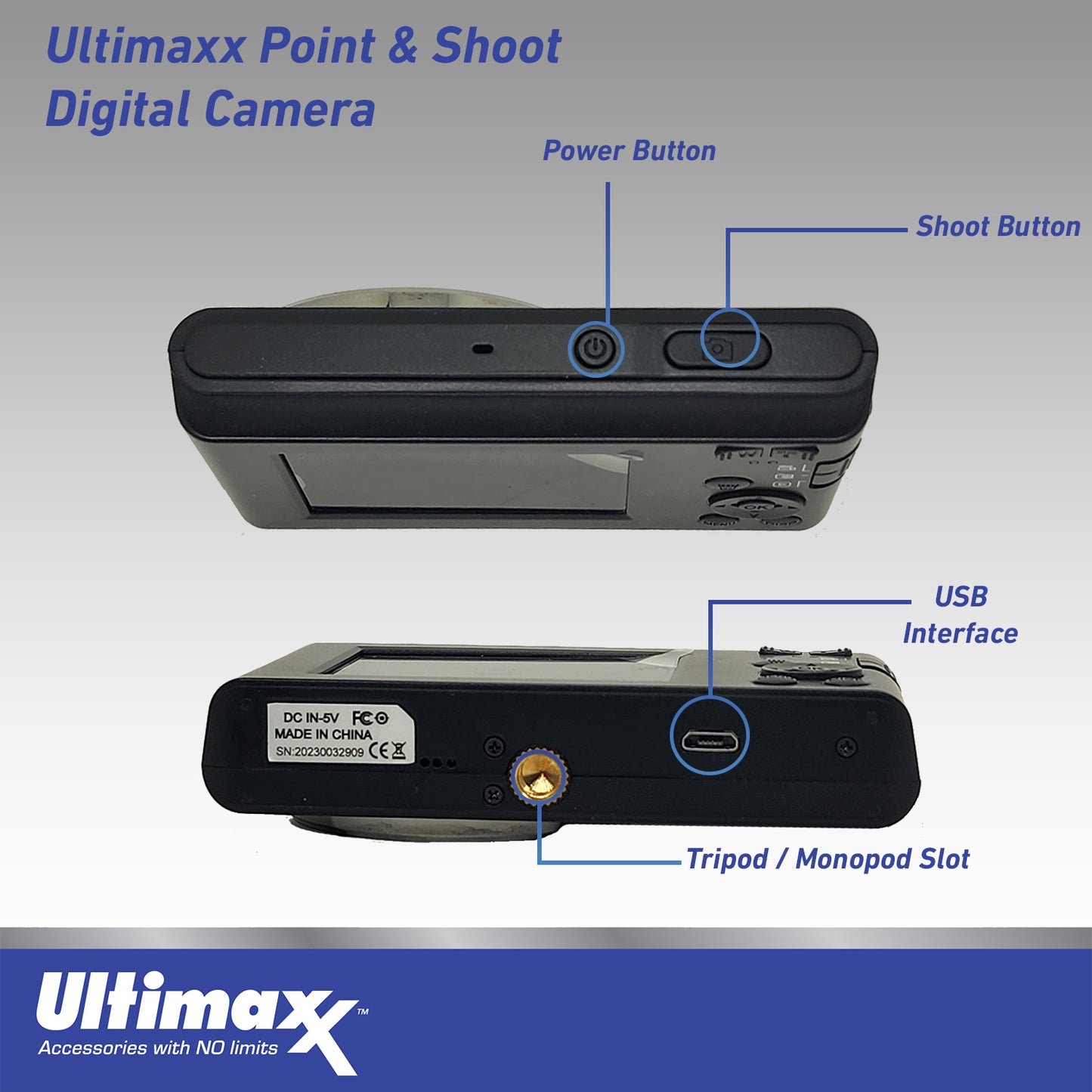 Ultimaxx 44MP Digital Compact Camera with 16x Digital Zoom w/ 32GB Card