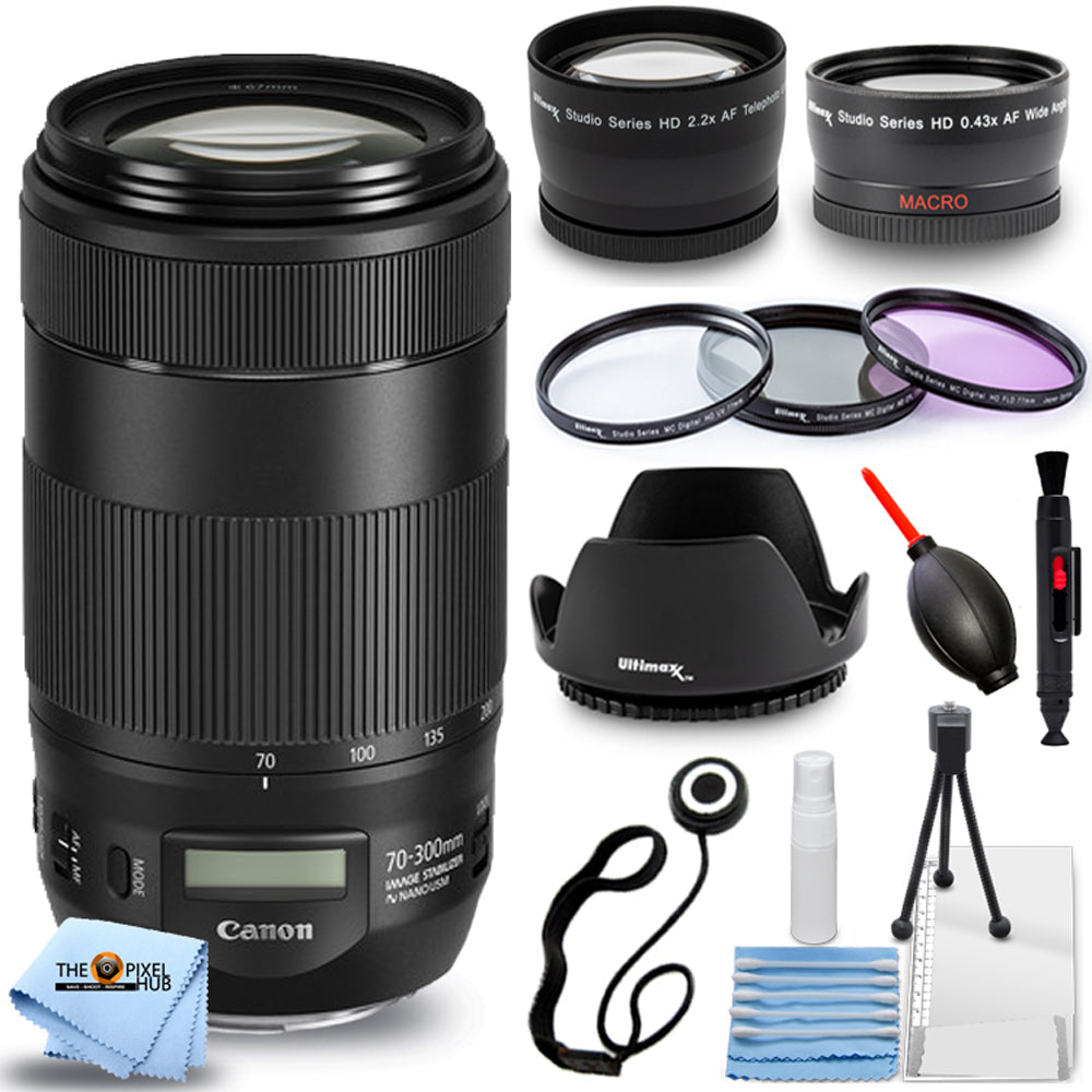 Canon EF 70-300mm f/4-5.6 IS II USM Lens 0571C002 - 10PC Accessory Bundle