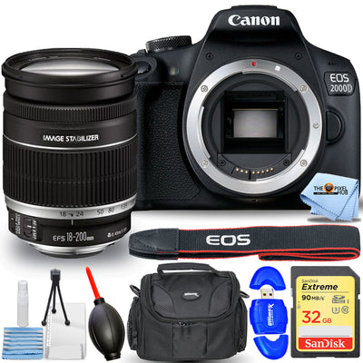 Canon EOS 2000D/Rebel T7 Camera with EF-S 18-200mm f/3.5-5.6 IS Lens 32GB Bundle