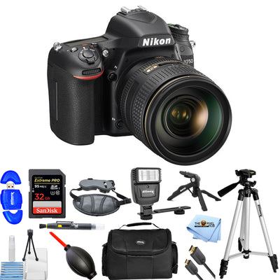 Nikon D750 24.3MP DSLR Camera with 24-120mm Lens (Black) - 12PC Accessory Bundle