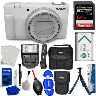 Sony ZV-1 II Digital Camera (White) ZV1M2/W - 10PC Accessory Bundle