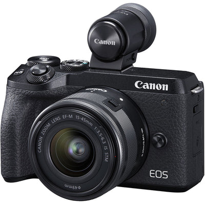 Canon EOS M6 Mark II Mirrorless Camera with 15-45mm Lens and EVF (Black) - USED