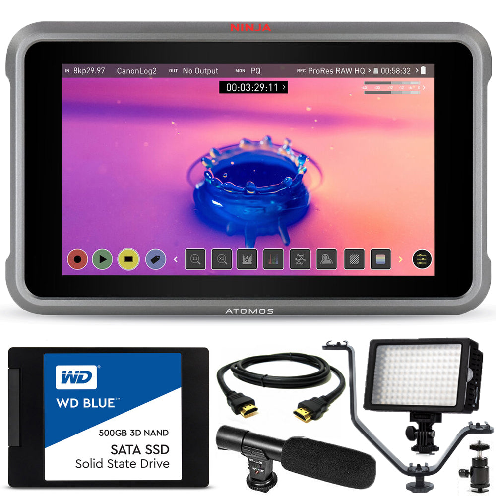 Atomos Ninja V+ 5.2" 8K HDMI H.265 Raw Recording Monitor + WD Blue 3D 500GB Kit