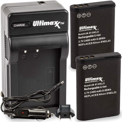 ULTIMAXX Replacement Battery and Travel Charger for Nikon EN-EL23