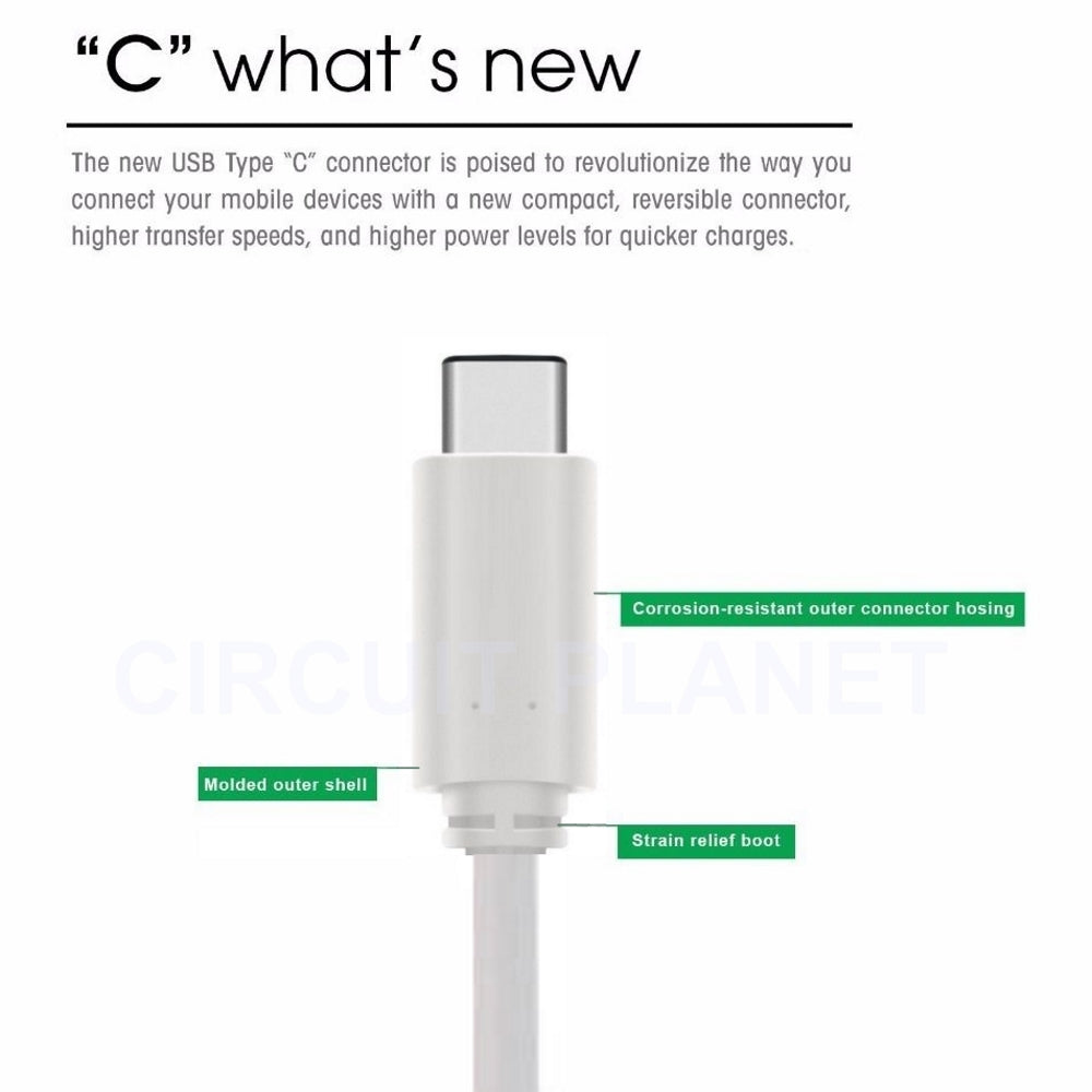 TYPE-C to USB Coiled SYNC Charger Cable Data Lead Charging Connector WHITE NEW