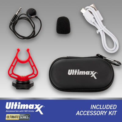 Ultimaxx Wireless Lavalier Bluetooth Mic for iPhone Android + LED Ring Vlog Kit