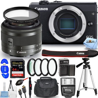 Canon EOS M200 Mirrorless Digital Camera with 15-45mm Lens (Black) Filter Bundle