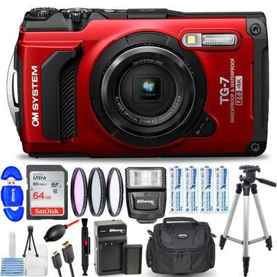 OM SYSTEM Tough TG-7 Digital Camera (Red) Bundle 3